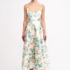 Women Emilia Wickstead Dresses | Lanai Dress In Turquoise Floral Printed Italian Duchess Satin