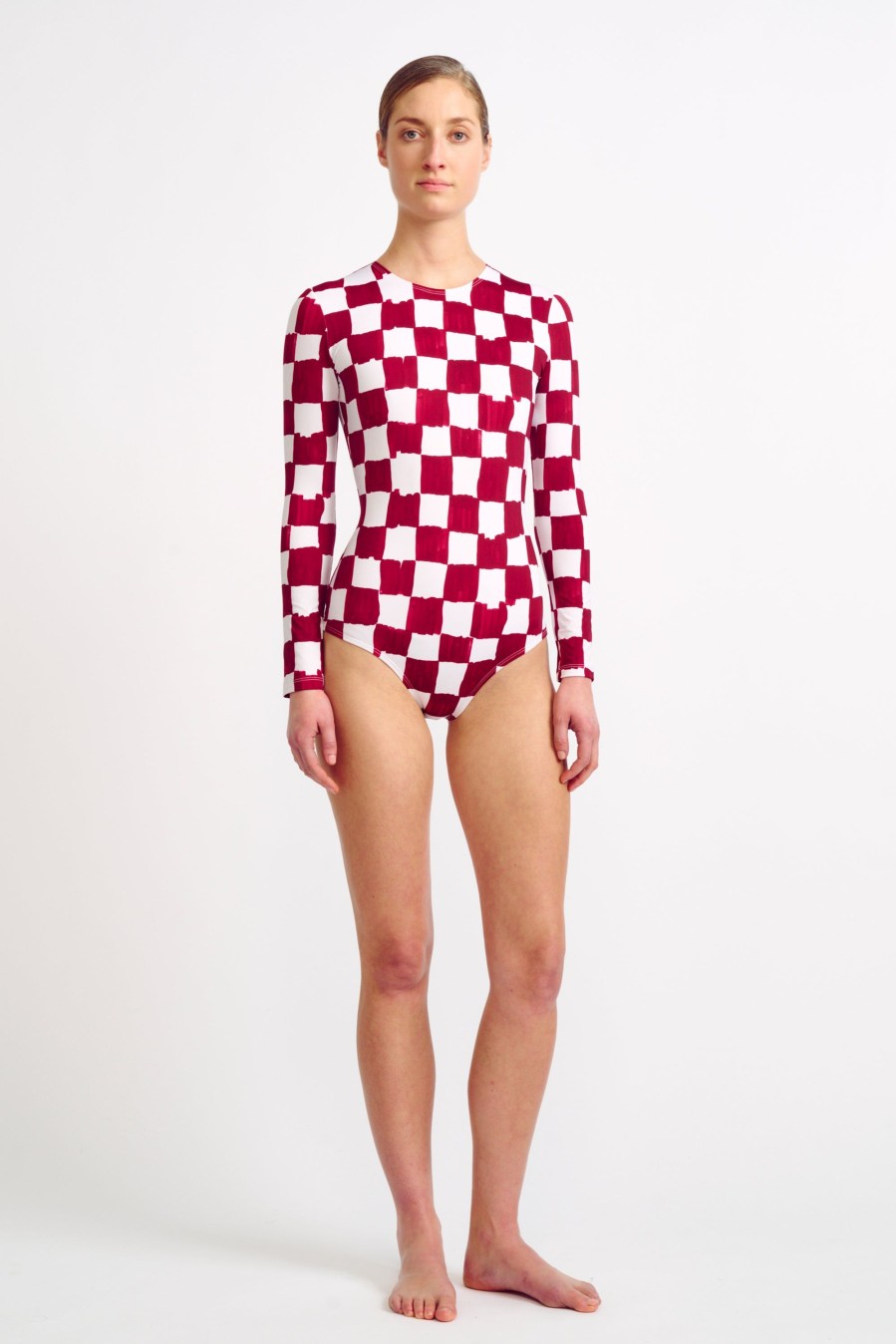 Women Emilia Wickstead Swim | Alliyah Red Checkerboard Print Swimsuit