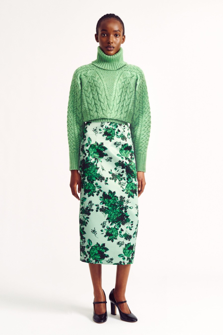 Women Emilia Wickstead Skirts | Lorinda Green Festive Bouquet Taffeta Faille Skirt