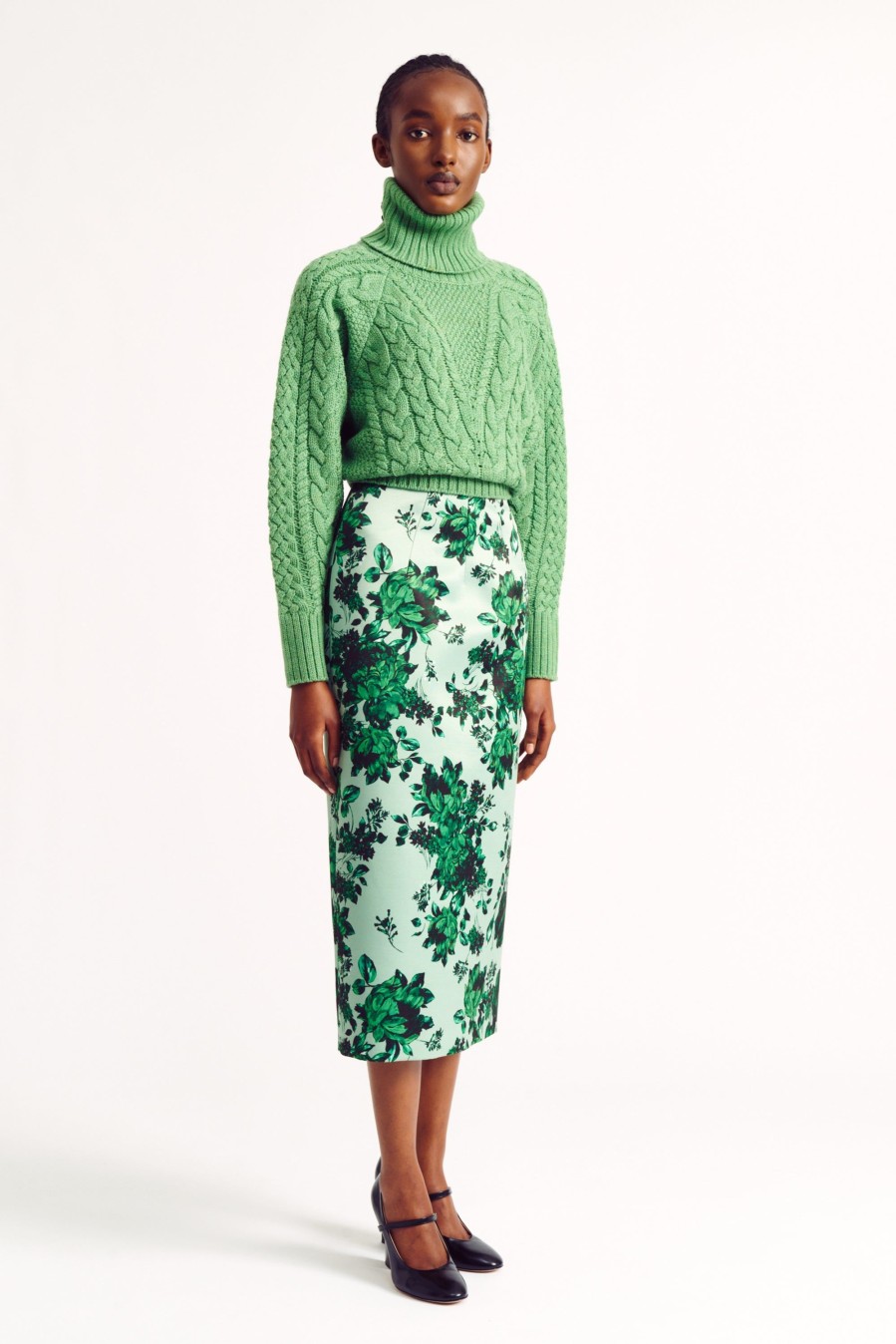 Women Emilia Wickstead Skirts | Lorinda Green Festive Bouquet Taffeta Faille Skirt