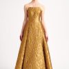 Women Emilia Wickstead Gowns | Alivia Dress In Gold Lurex Metallic Jacquard