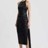 Women Emilia Wickstead Dresses | Cheska Dress In Black Sequin Mesh