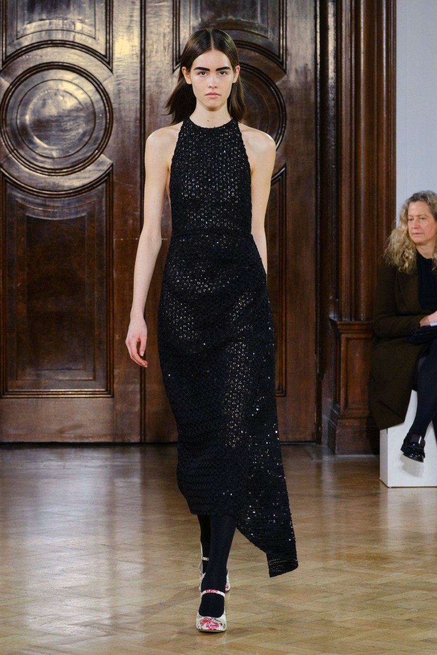 Women Emilia Wickstead Dresses | Cheska Dress In Black Sequin Mesh