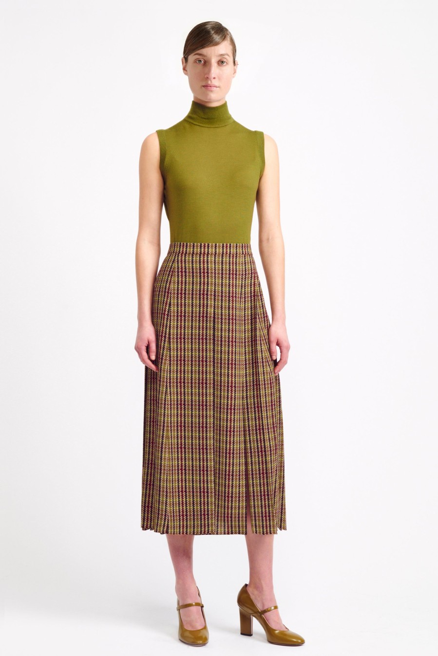 Women Emilia Wickstead Skirts | Gwyneth Skirt In Multi Coloured Houndstooth Crepe Georgette