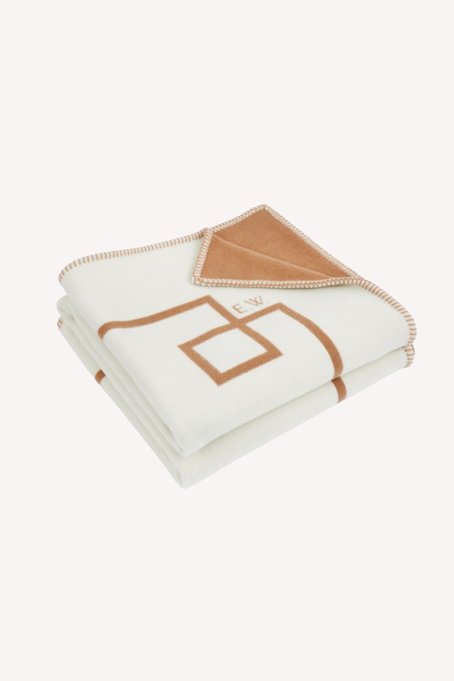 Homeware Emilia Wickstead | Roma Geometric Detail Blanket In Ivory & Camel Wool