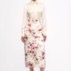 Women Emilia Wickstead Skirts | Lorinda Skirt In Red Rose Floral Printed Italian Duchess Satin