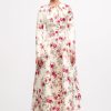 Women Emilia Wickstead Dresses | Brita Dress In Red Rose Printed Italian Duchess Satin