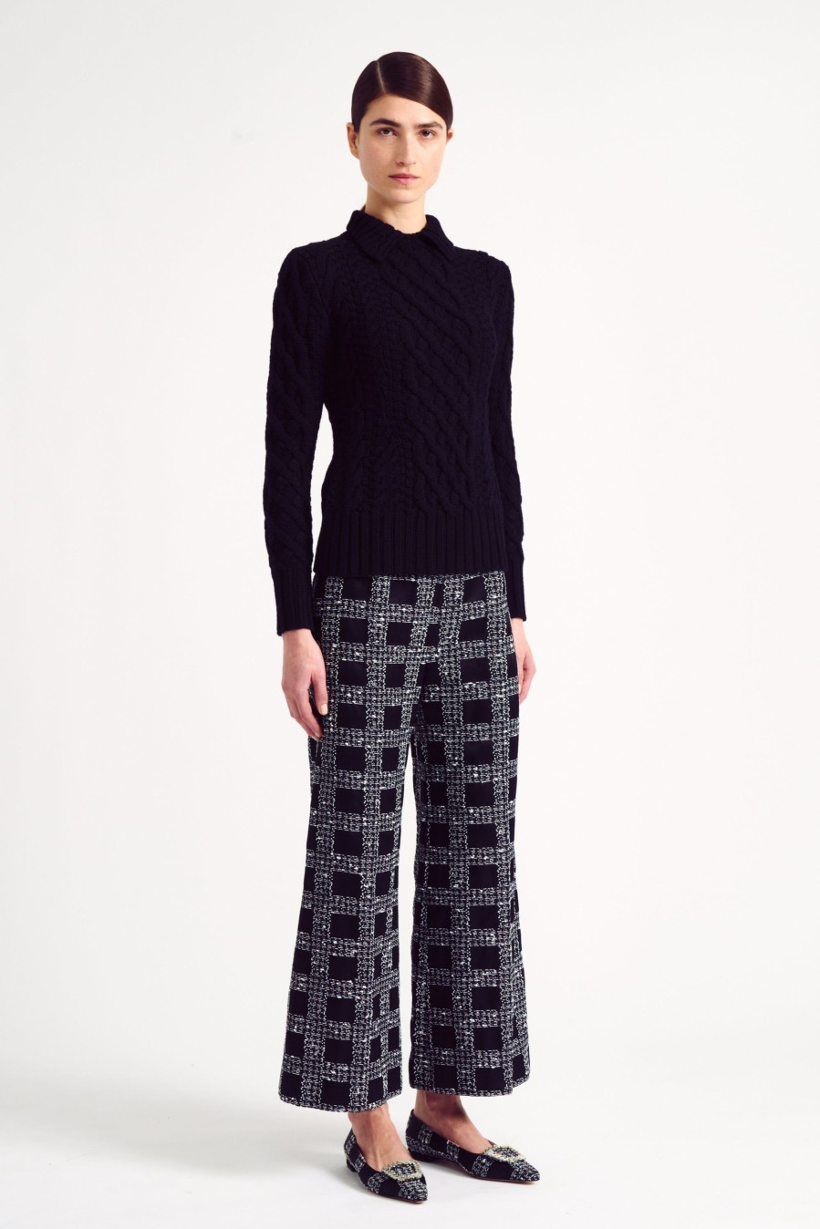 Women Emilia Wickstead Trousers | Hullinie Trousers In Black Faded Check