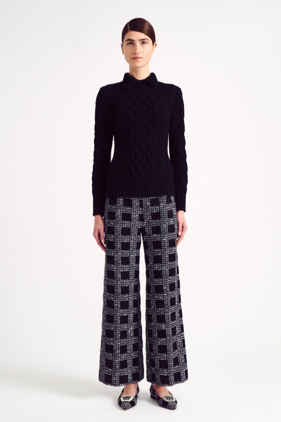 Women Emilia Wickstead Trousers | Hullinie Trousers In Black Faded Check