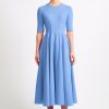 Women Emilia Wickstead Dresses | Georgie Celestial Blue Single Wool Crepe Dress