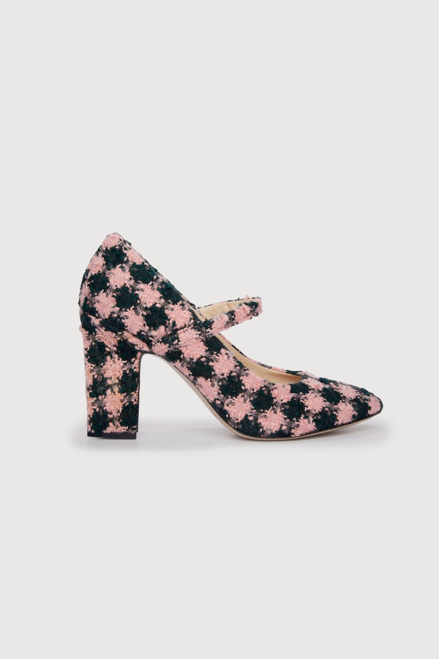 Women Emilia Wickstead | Orelia Pink & Green Tweed Mary-Jane Shoes