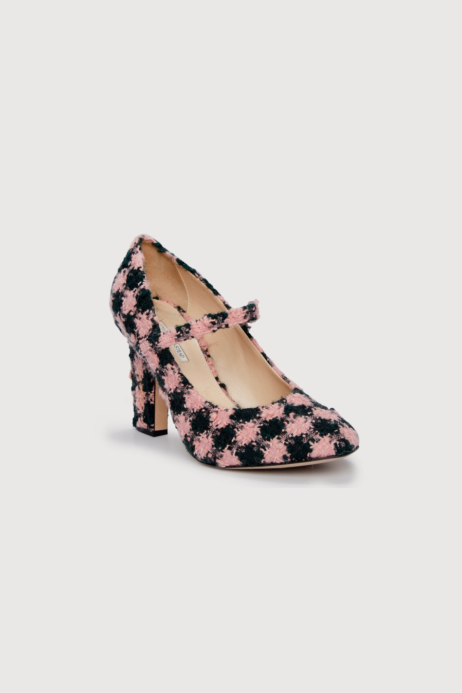 Women Emilia Wickstead | Orelia Pink & Green Tweed Mary-Jane Shoes