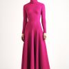 Women Emilia Wickstead Gowns | Oakley Raspberry Double Crepe Dress