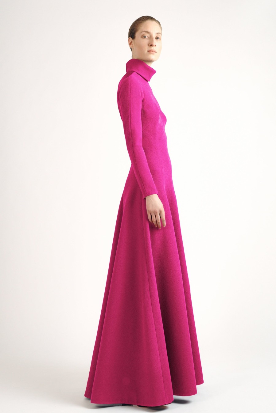 Women Emilia Wickstead Gowns | Oakley Raspberry Double Crepe Dress