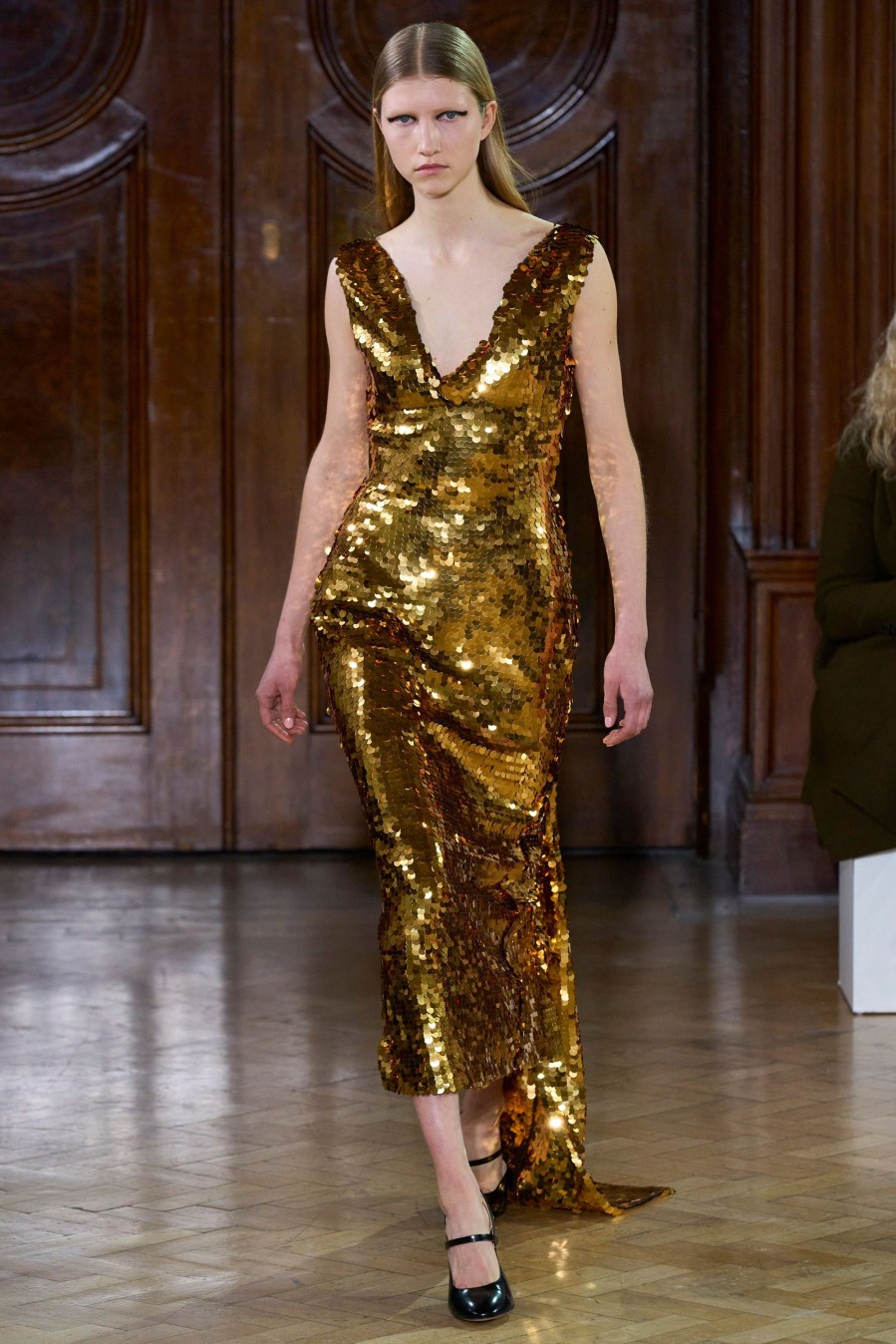 Women Emilia Wickstead Dresses | Jacira Dress In Gold Paillette Sequins