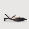 Women Emilia Wickstead | Katrina Jewel Buckle Kitten Heels In Black Satin