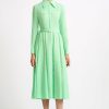 Women Emilia Wickstead Dresses | Aishan Mint Cotton Cloque Shirt Dress