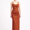 Women Emilia Wickstead Dresses | Naoko Wool & Rust Heritage Check Maxi-Dress