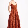 Women Emilia Wickstead Dresses | Leena Dress In Rust & Mustard Heritage Wool