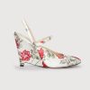 Women Emilia Wickstead | Aster Wedge Heel In Red Rose Printed Italian Duchess Satin