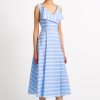 Women Emilia Wickstead Dresses | Hellison Blue Stripe Cotton Dress