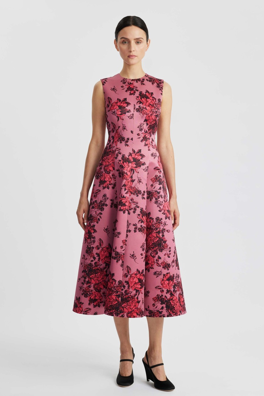 Women Emilia Wickstead Dresses | Mara Mauve Pink Festive Bouquet Taffeta Faille Dress