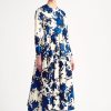 Women Emilia Wickstead Dresses | Annie Blue Festive Bouquet Taffeta Faille Dress