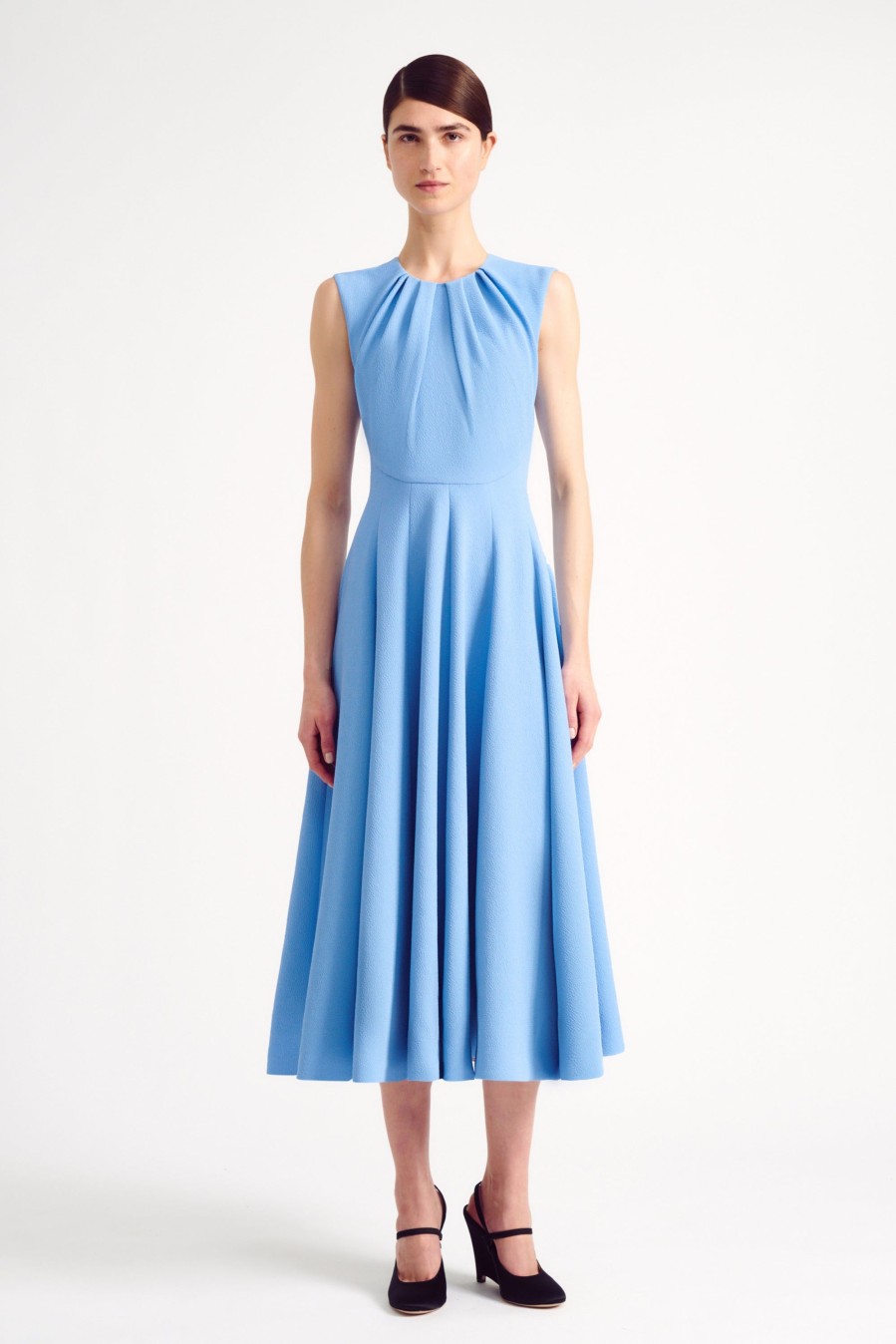 Women Emilia Wickstead Dresses | Marlen Dress In Celeste Blue Double Crepe