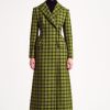 Women Emilia Wickstead Jackets And Coats | Kelin Olive & Black Tattersall Check Coat