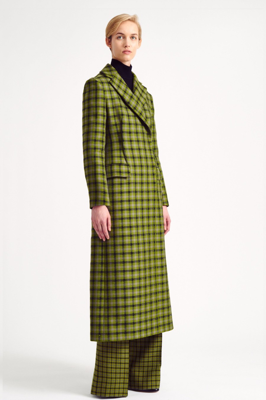 Women Emilia Wickstead Jackets And Coats | Kelin Olive & Black Tattersall Check Coat