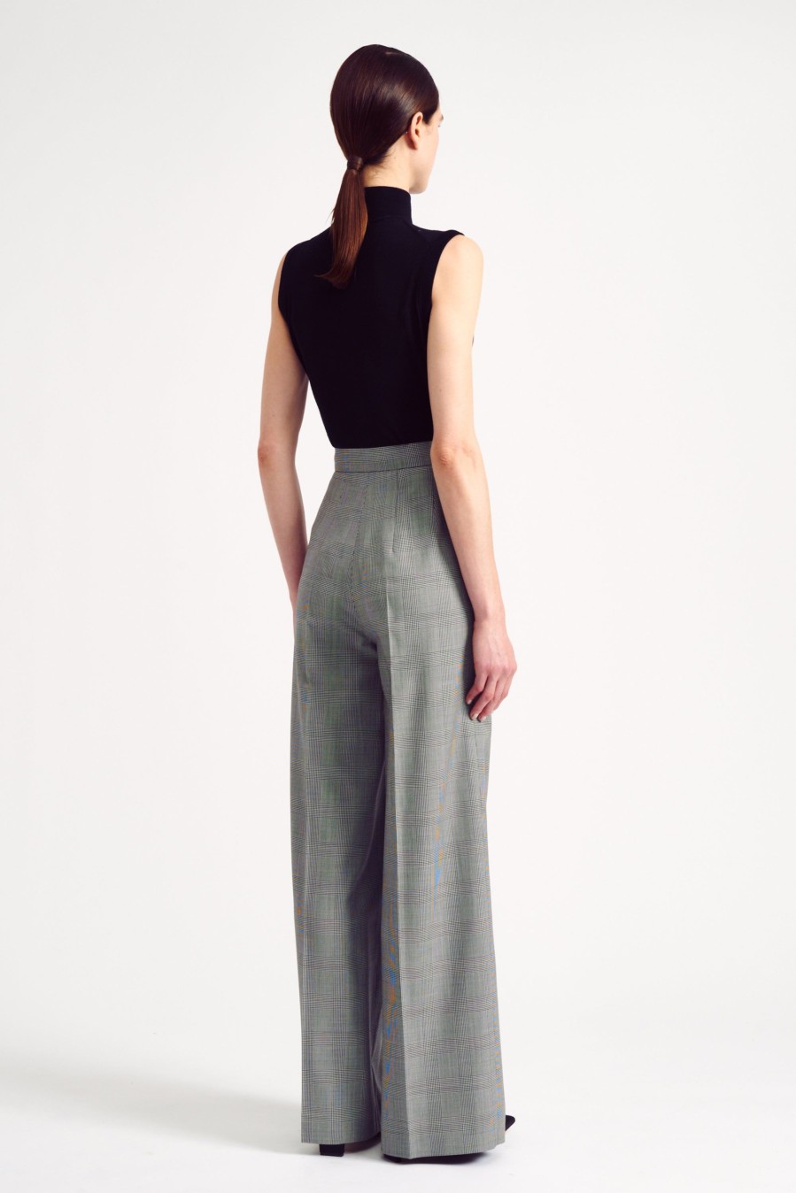 Women Emilia Wickstead Trousers | Clarina Trousers In Black And White Prince Of Wales Check