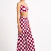 Women Emilia Wickstead Swim | Capri Red Checkerboard Print Cotton Trousers