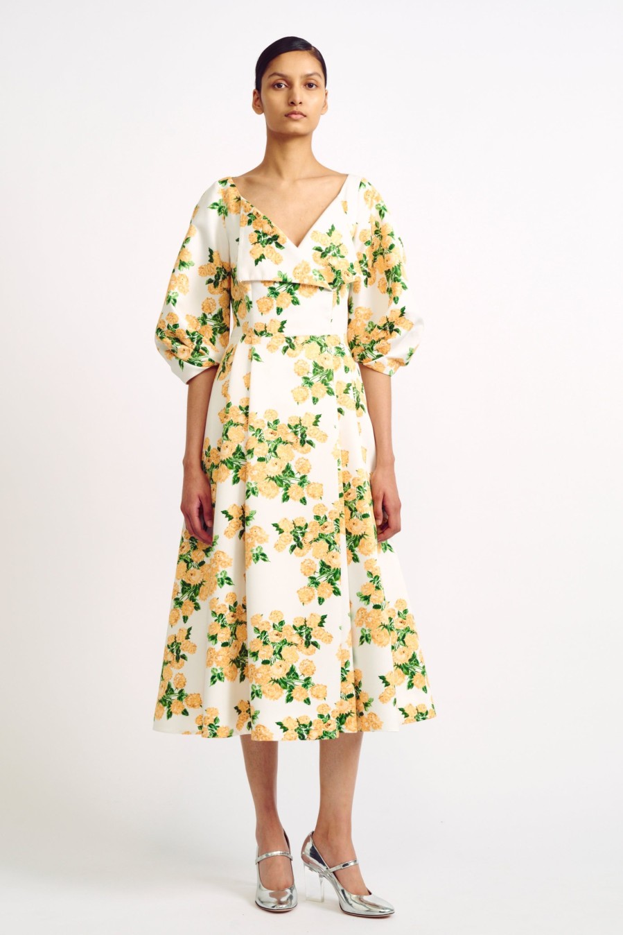 Women Emilia Wickstead Dresses | Gabby Yellow Floral Print Dress