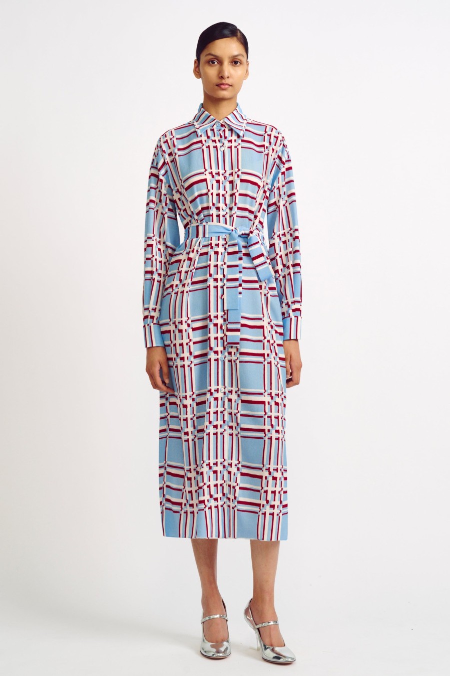 Women Emilia Wickstead Dresses | Deirdre Painted Check Crepe Georgette Dress