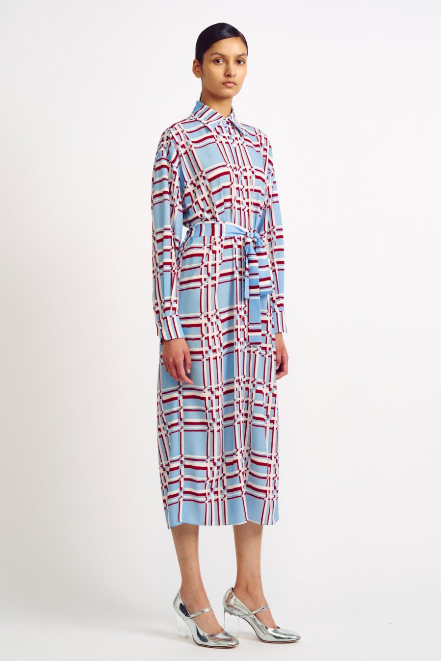 Women Emilia Wickstead Dresses | Deirdre Painted Check Crepe Georgette Dress