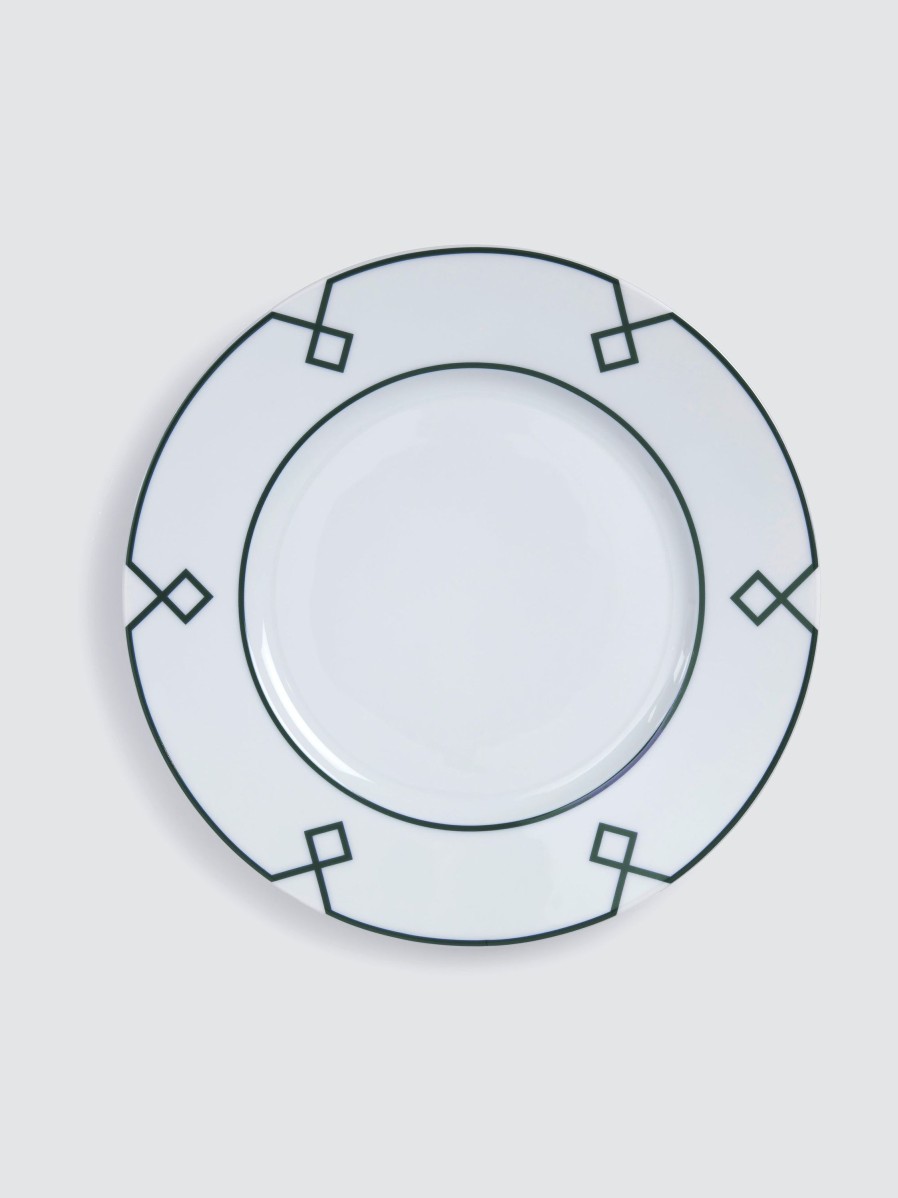 Homeware Emilia Wickstead | Naples Dinner Plate With Green Geometric Border