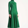 Women Emilia Wickstead Dresses | Oakley Jade Green Double Crepe Dress