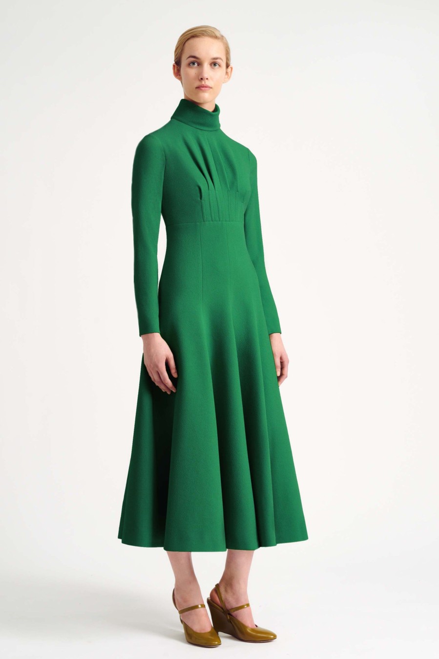 Women Emilia Wickstead Dresses | Oakley Jade Green Double Crepe Dress