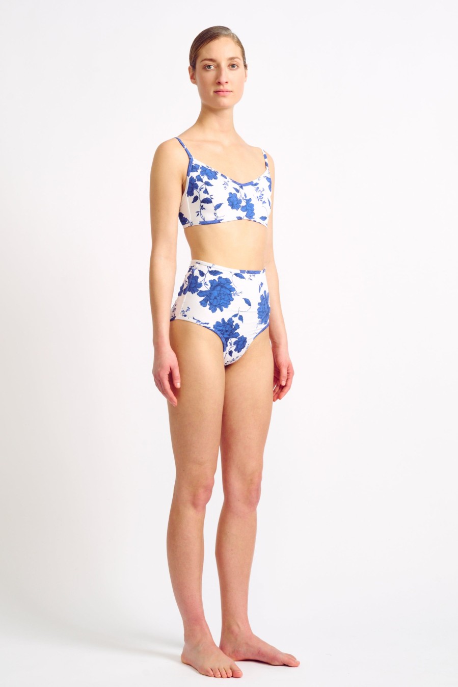 Women Emilia Wickstead Swim | Alicia Blue Rose Print Bikini