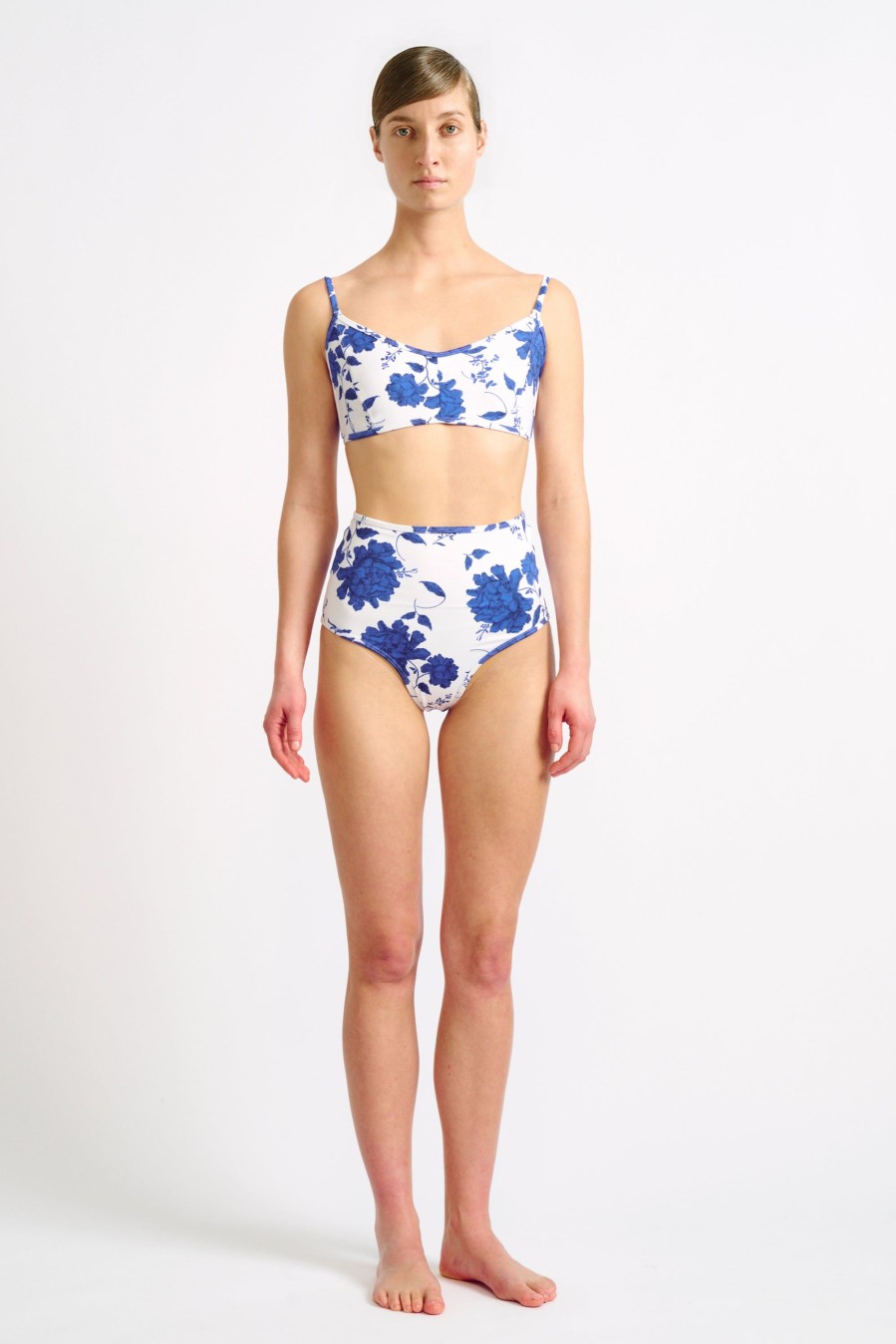 Women Emilia Wickstead Swim | Alicia Blue Rose Print Bikini