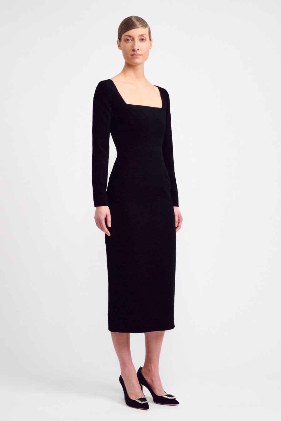 Women Emilia Wickstead Dresses | Erletta Dress In Black Double Crepe