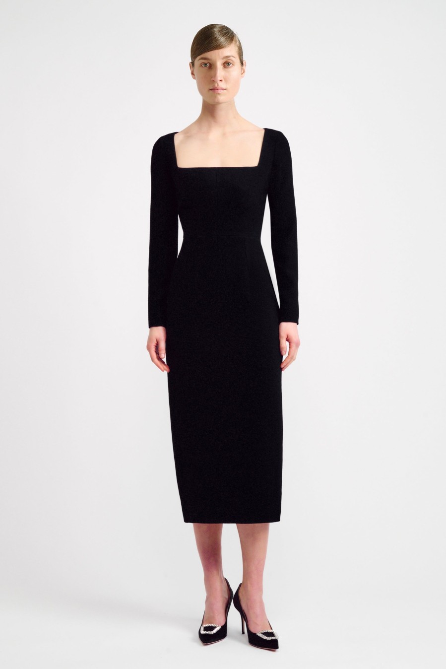 Women Emilia Wickstead Dresses | Erletta Dress In Black Double Crepe