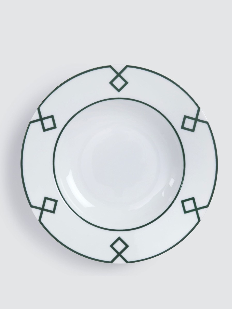 Homeware Emilia Wickstead | Naples Round Hollow Dish With Green Geometric Border