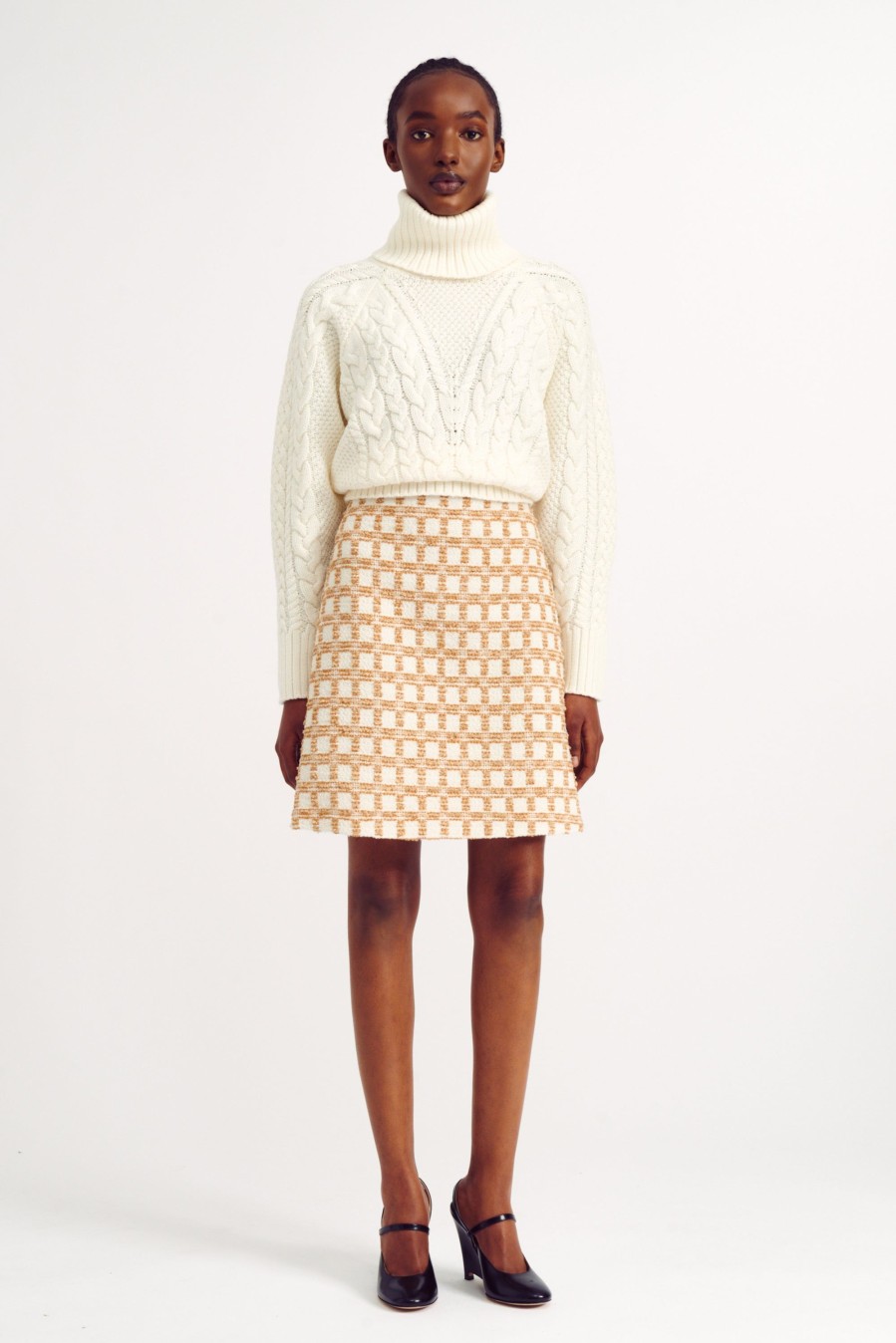 Women Emilia Wickstead Knitwear | Otis Ivory Cashfeel Cable Knit Sweater