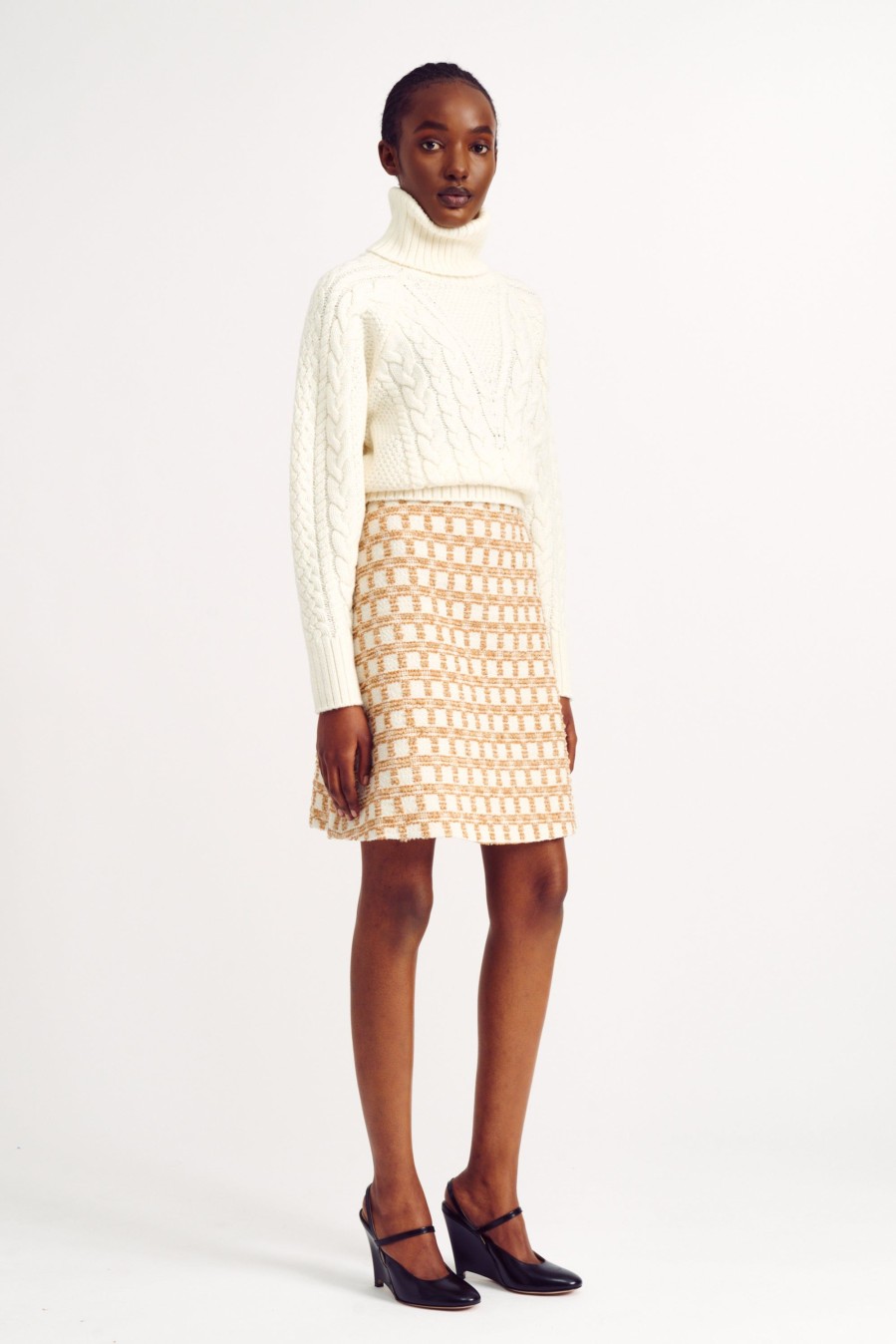 Women Emilia Wickstead Knitwear | Otis Ivory Cashfeel Cable Knit Sweater