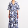 Women Emilia Wickstead Dresses | Elowen Blue Milanese Wallpaper Print Kaftan