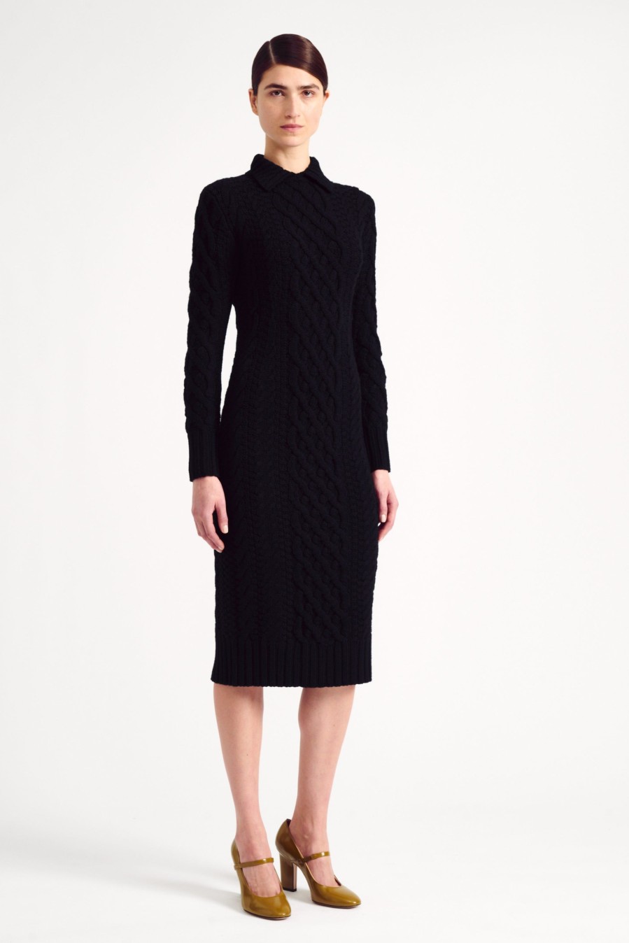 Women Emilia Wickstead Knitwear | Zinny Black Cashfeel Cable Knit Dress