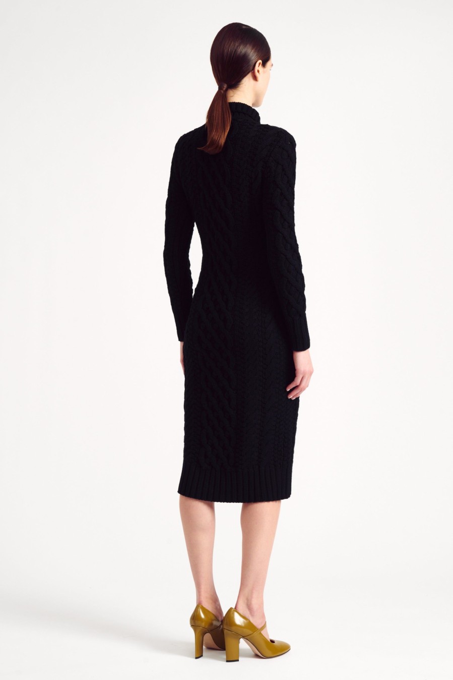 Women Emilia Wickstead Knitwear | Zinny Black Cashfeel Cable Knit Dress