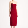 Women Emilia Wickstead Dresses | Ryder Dress In Dark Red Smocked Satin