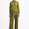 Women Emilia Wickstead Knitwear | Hall Khaki Blanket Stitch Collar Top